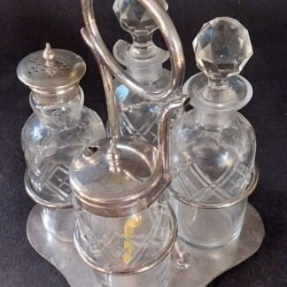Cruet Set, and Silver Plated Holder.