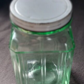 Green Glass, Art Deco, Screw lidded Jar
